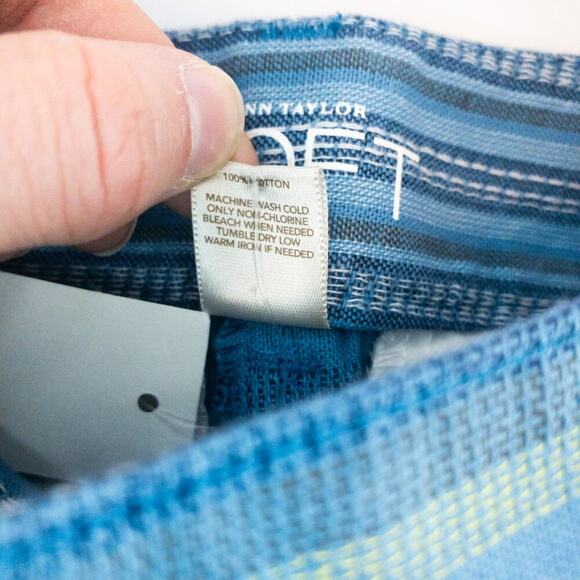 LOFT Striped Blue Green White Mini Shorts Womens Size 2 - Picture 10 of 12